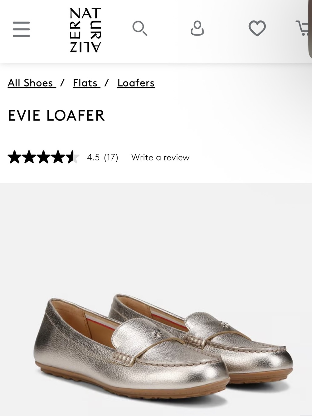 Naturalizer Metallic Gold Evie Loafer